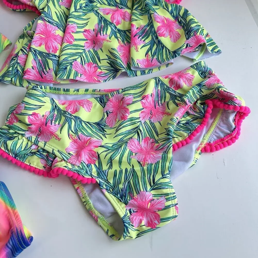 Lot Of 2 Girls 2 Piece Bikini Swimsuit Nicole Miller Wonder NationSize L (10-12)